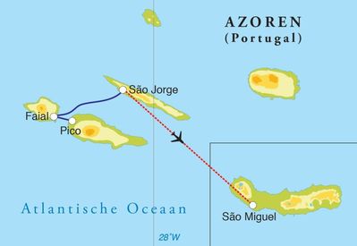 Routenverlauf Rundreise Azoren, 10 Tage