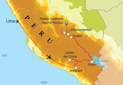 Routenverlauf Rundreise Peru, 14 Tage