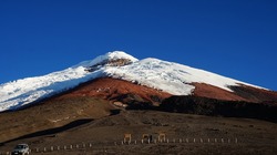 Der Cotopaxi Vulkan in Ecuador mit Schnee bedeckt 