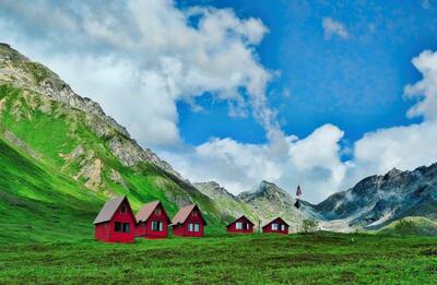 Alaska, Hütte, Berge, Grün