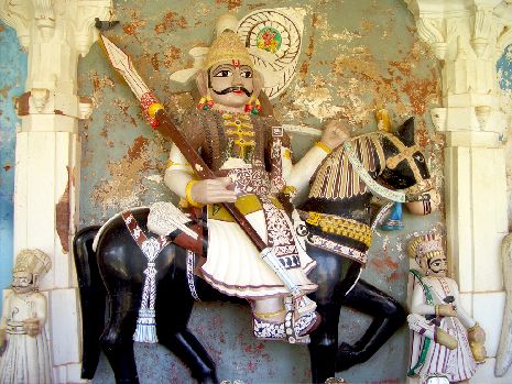 Reiterfigur im Mehrangarh-Fort in Jodhpur