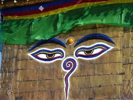 Augen am Swayambunath-Stupa in Kathmandu